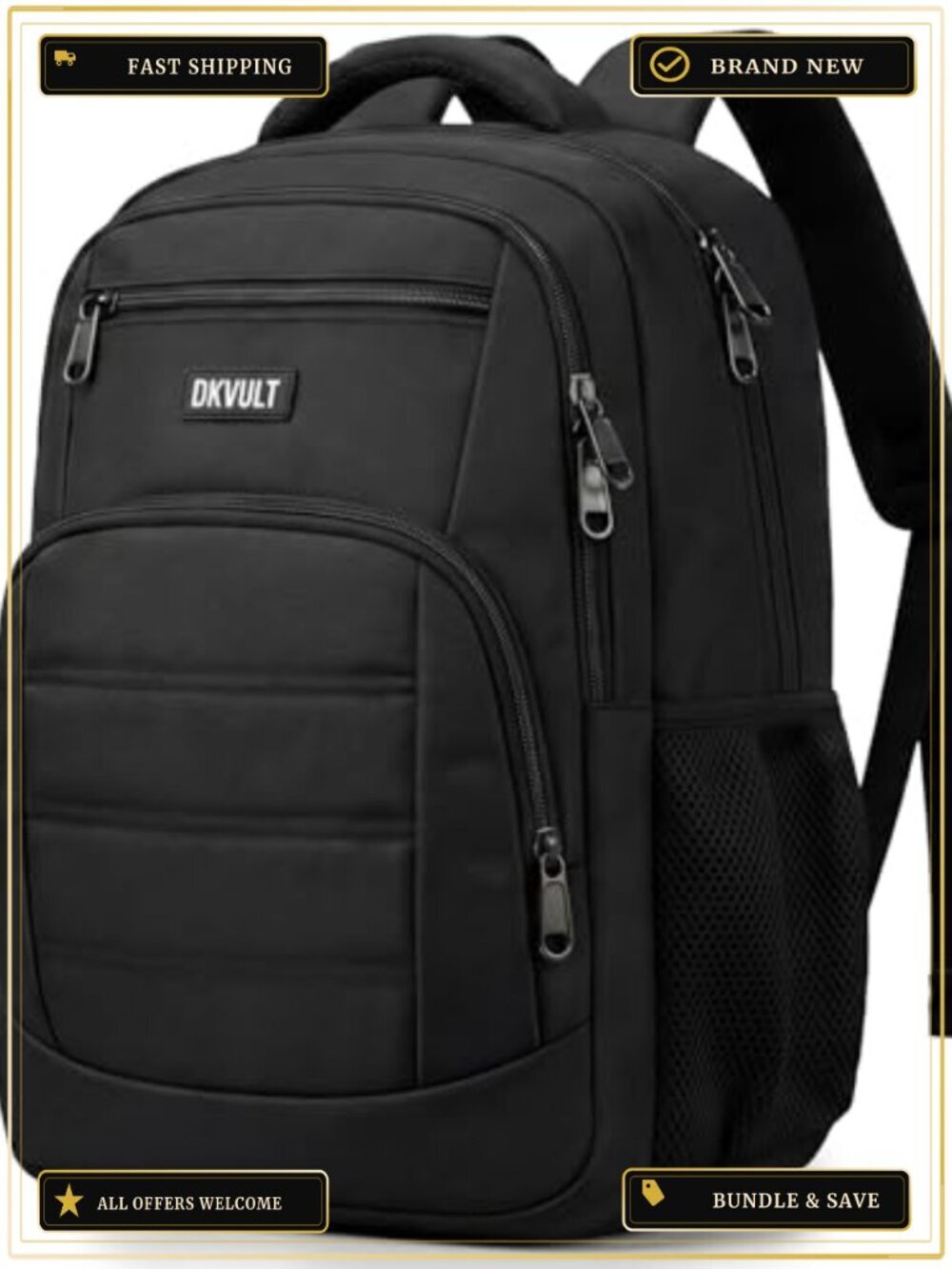 Water-Resistant Polyester Travel Laptop Backpack with Anti-Theft Design &